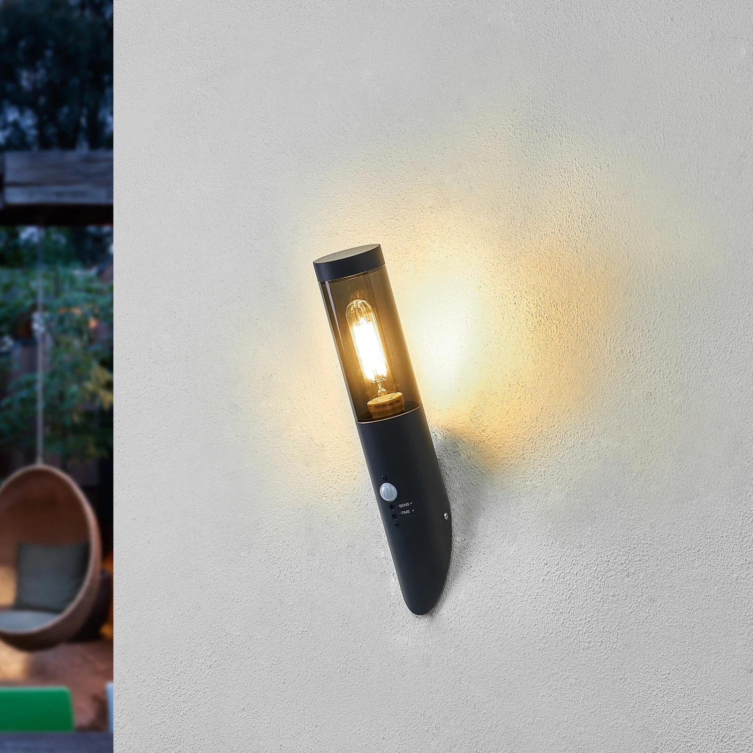 Lindby Statius Außenwandfackel Schwarz Sensor 1 Lindby Statius Außenwandfackel Schwarz Sensor