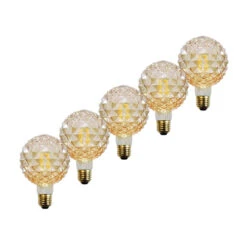 Lucande E27 3,8W LED-Lampe G95, 927 Struktur Amber 5er-Set