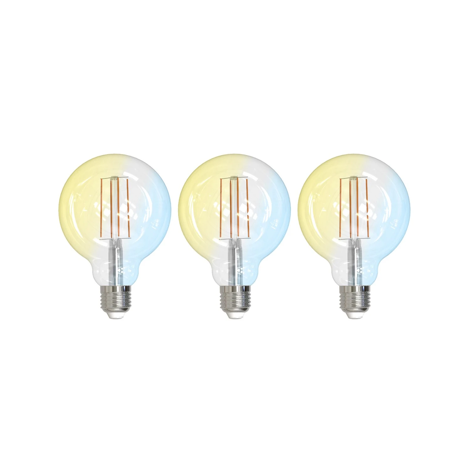 Prios LED-Filamentlampe E27 G95 7W WLAN Klar 3er 1 Prios LED-Filamentlampe E27 G95 7W WLAN Klar 3er