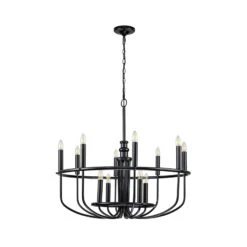 Kronleuchter Capitol Hill, 12-flammig, Schwarz