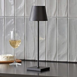 LED-Akku-Tischleuchte Nuindie, Rund, 38cm, Schwarz