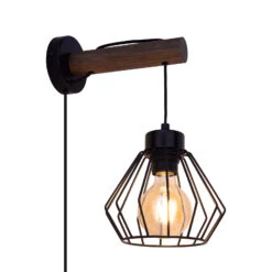 Envostar Urs Käfig-Wandleuchte, Kiefer Nussbaum