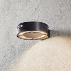 LED-Solarwandleuchte Fortunato Schwarz CCT Sensor
