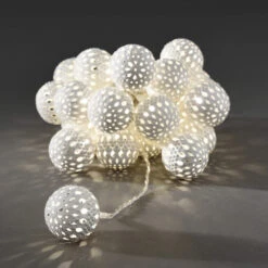 Weiße Metallbälle LED-Lichterkette Warmweiß 24-tlg -Bestes Beleuchtungs Geschäft 5524424 2