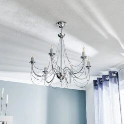 Kronleuchter Retro In Silber, 6fl. 75 Cm Abhängung -Bestes Beleuchtungs Geschäft 6089172 2