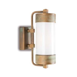 Außenwandleuchte Silindar 3389, Messing Antik/opal