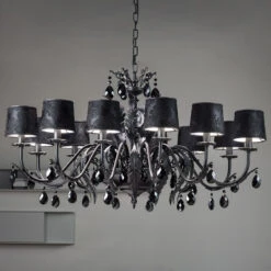 Kronleuchter Acantia 12 Schirme Aus Damast Schwarz