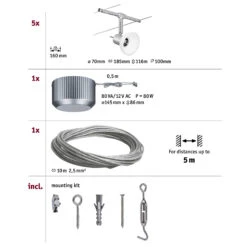 Paulmann Sheela Seilsystem 5fl. Chrom Matt -Bestes Beleuchtungs Geschäft 7602919 6