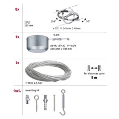 Paulmann Cardan Seilsystem 8fl. Chrom Matt/chrom 11 Paulmann Cardan Seilsystem 8fl. Chrom Matt/chrom -Bestes Beleuchtungs Geschäft 7602922 5