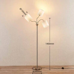 Lindby Manu Stehlampe, Textil, Dreiflammig, Weiß -Bestes Beleuchtungs Geschäft 8032290 3