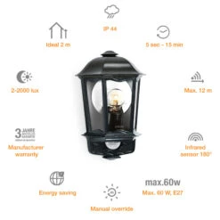 STEINEL L 190 S Sensor-Außenwandlampe Schwarz -Bestes Beleuchtungs Geschäft 8505043 3