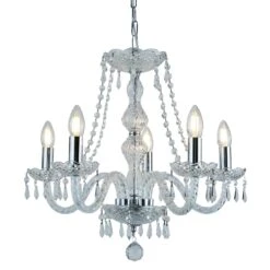 5-flammiger Kristall-Kronleuchter Hale
