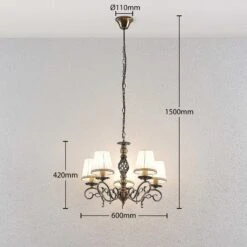 Lindby Finnick Kronleuchter, 5-flammig, Altmessing -Bestes Beleuchtungs Geschäft 9624888 2