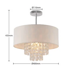 Lindby Estera Deckenleuchte Mit Behang, Weiß -Bestes Beleuchtungs Geschäft 9626840 3