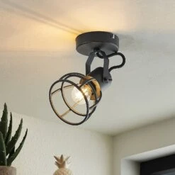 Lindby Flintos Käfig-Spot, Einflammig, Schwarz -Bestes Beleuchtungs Geschäft 9628342 2