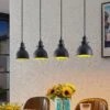 ELC Doskali Pendelleuchte, Schwarz-gold, 4-flammig