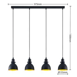 ELC Doskali Pendelleuchte, Schwarz-gold, 4-flammig -Bestes Beleuchtungs Geschäft 9628467 3