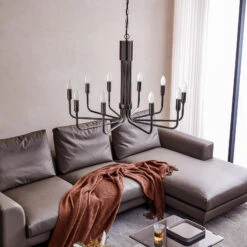 Lindby Elanova Kronleuchter, Zehnflammig, Gunmetal -Bestes Beleuchtungs Geschäft 9639659 2