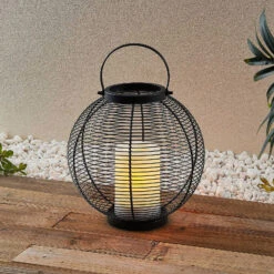 Lindby Mairuna LED-Solar-Laterne, Schwarz, 30,8 Cm